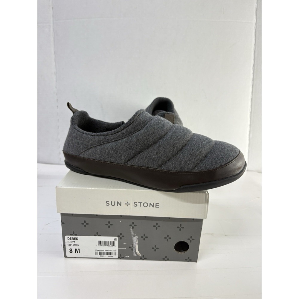 Sun + Stone Derek Gray Quilted Casual Comfort Slip On Slippers Shoes Size 8M